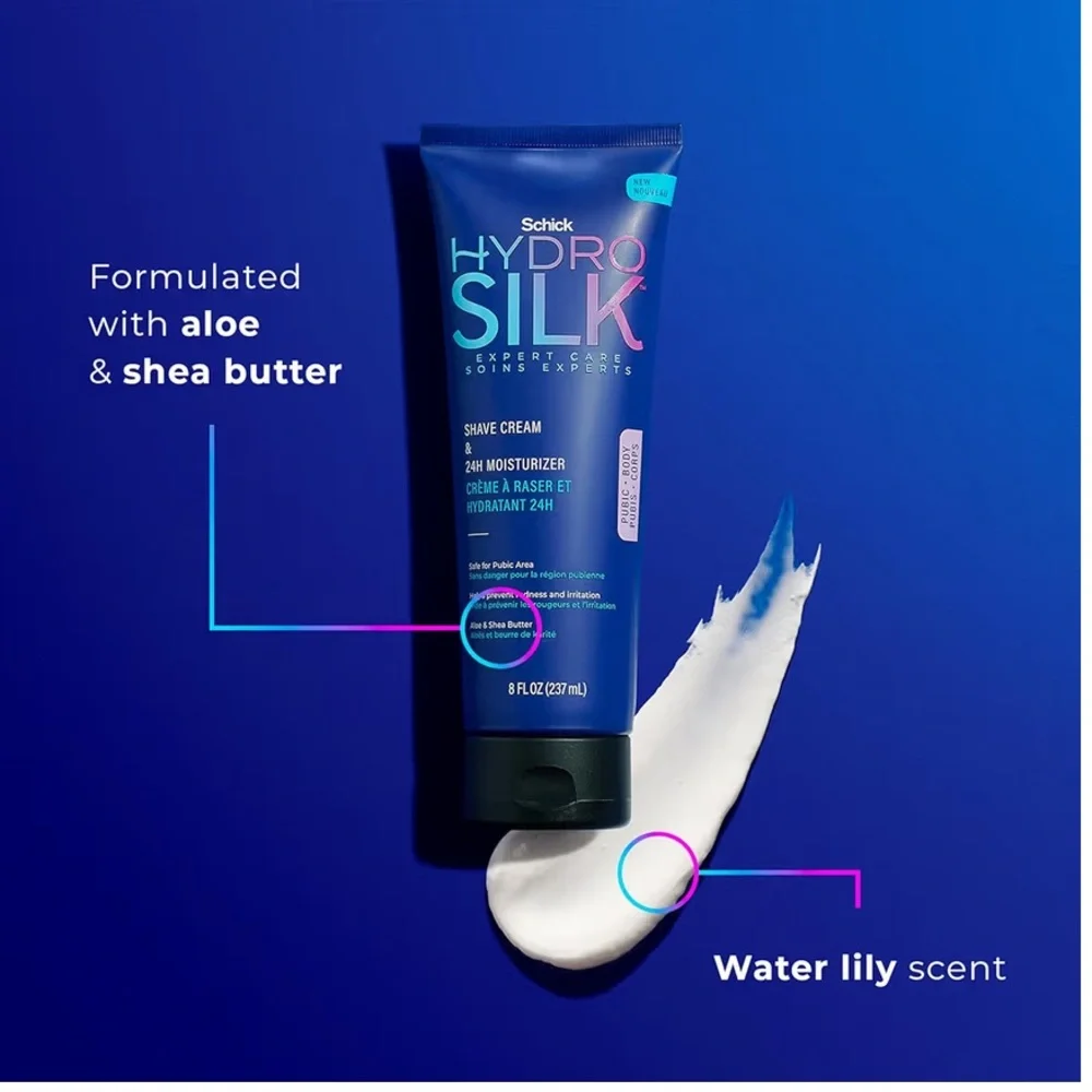 Schick Hydro Silk Shave Cream & 24-Hour Moisturizer, NEW